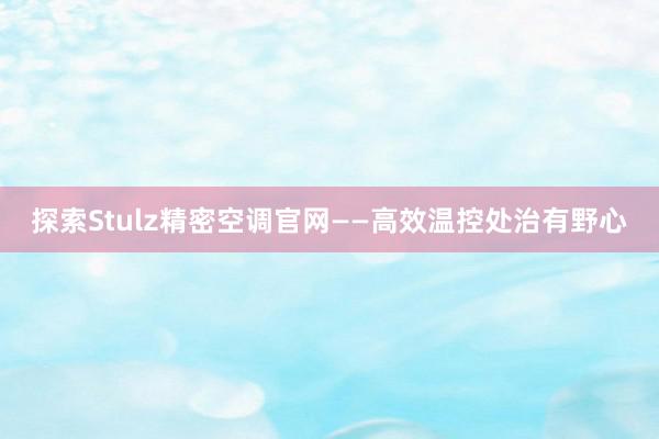 探索Stulz精密空调官网——高效温控处治有野心